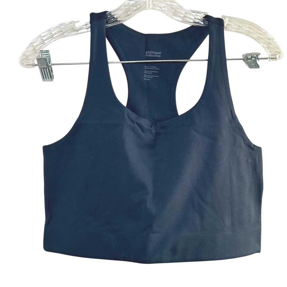 NWT Girlfriend Collective Racerback Sports Bra Tank Top L Navy Blue active gym